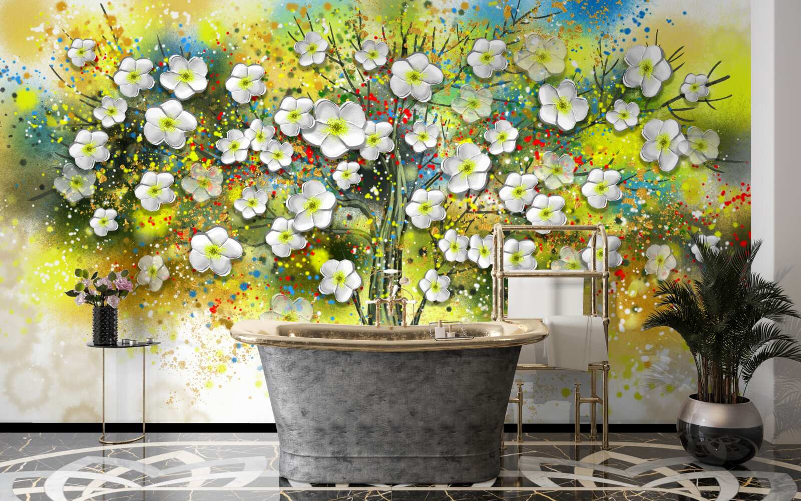 Фотошпалери квітуче, соковите зелене дерево