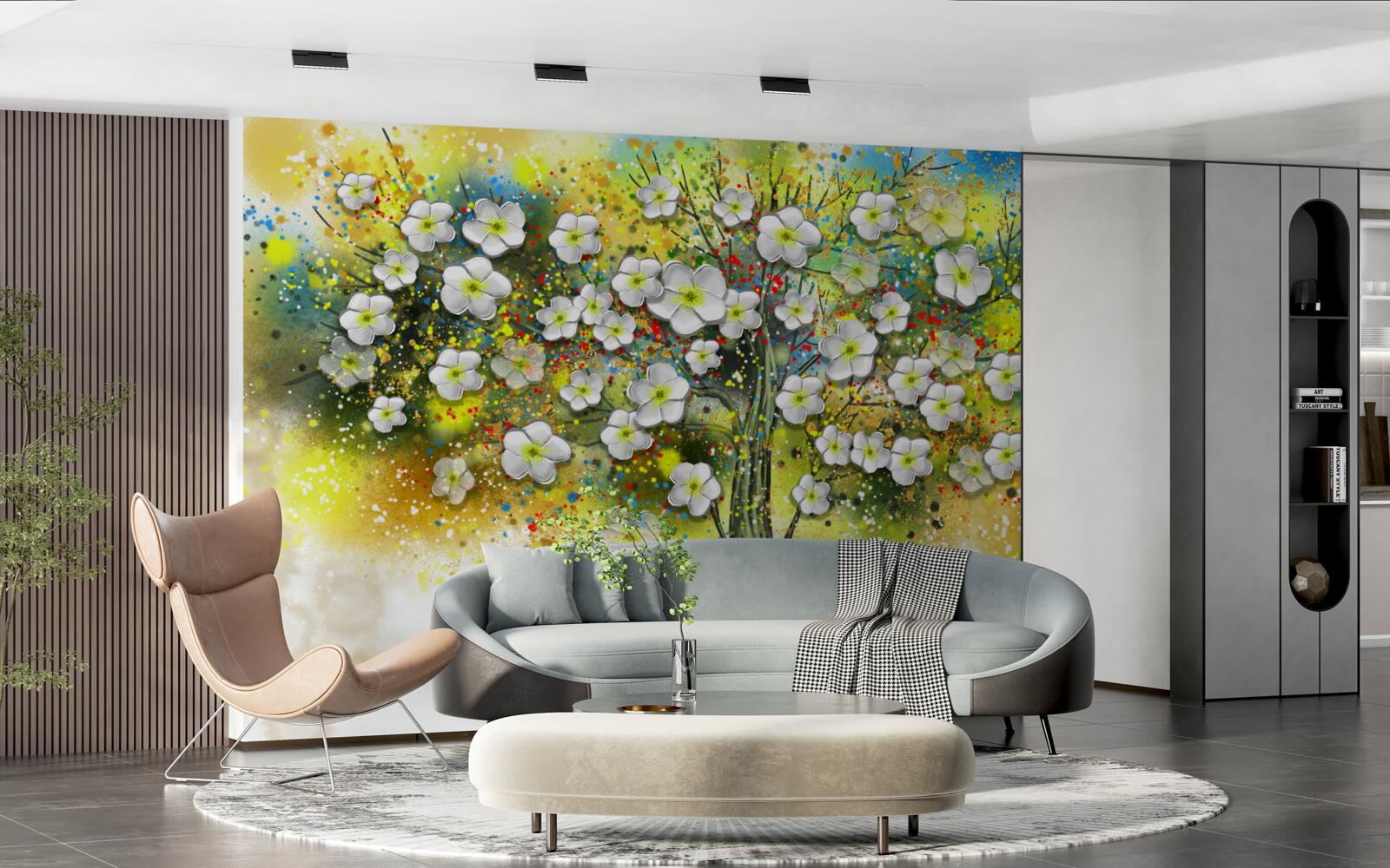 Фотошпалери квітуче, соковите зелене дерево