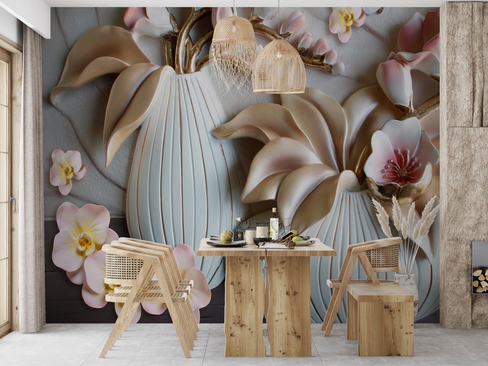 Фотошпалери різні білі вази для орхідей