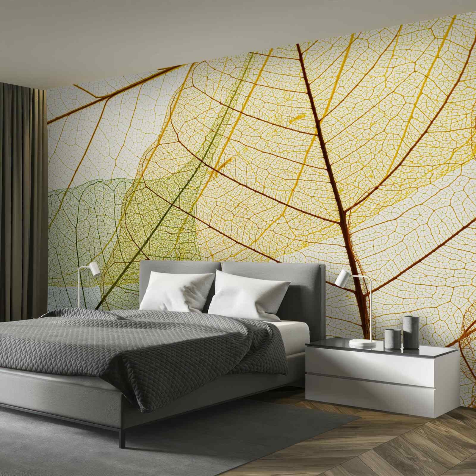 Фотошпалери осіннє листя, прозоре та жовте