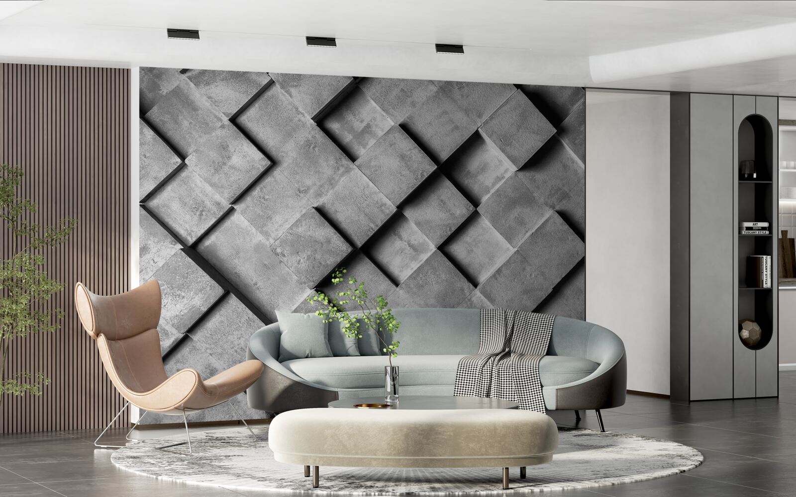 Фотошпалери 3d прямокутники сірого кольору