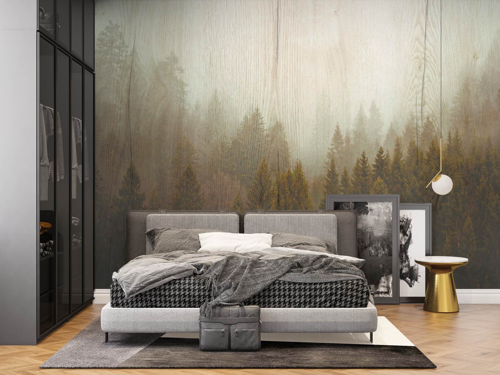 Фотошпалери туманний ліс восени