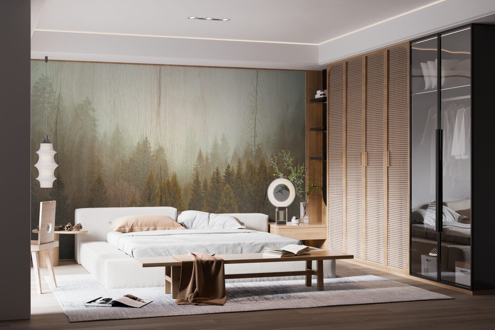 Фотошпалери туманний ліс восени