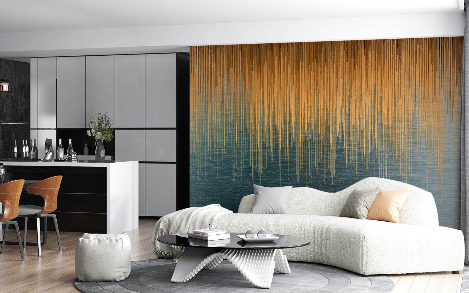 Фотошпалери вербові гілки в осінньому вбранні здіймаються над поверхнею води