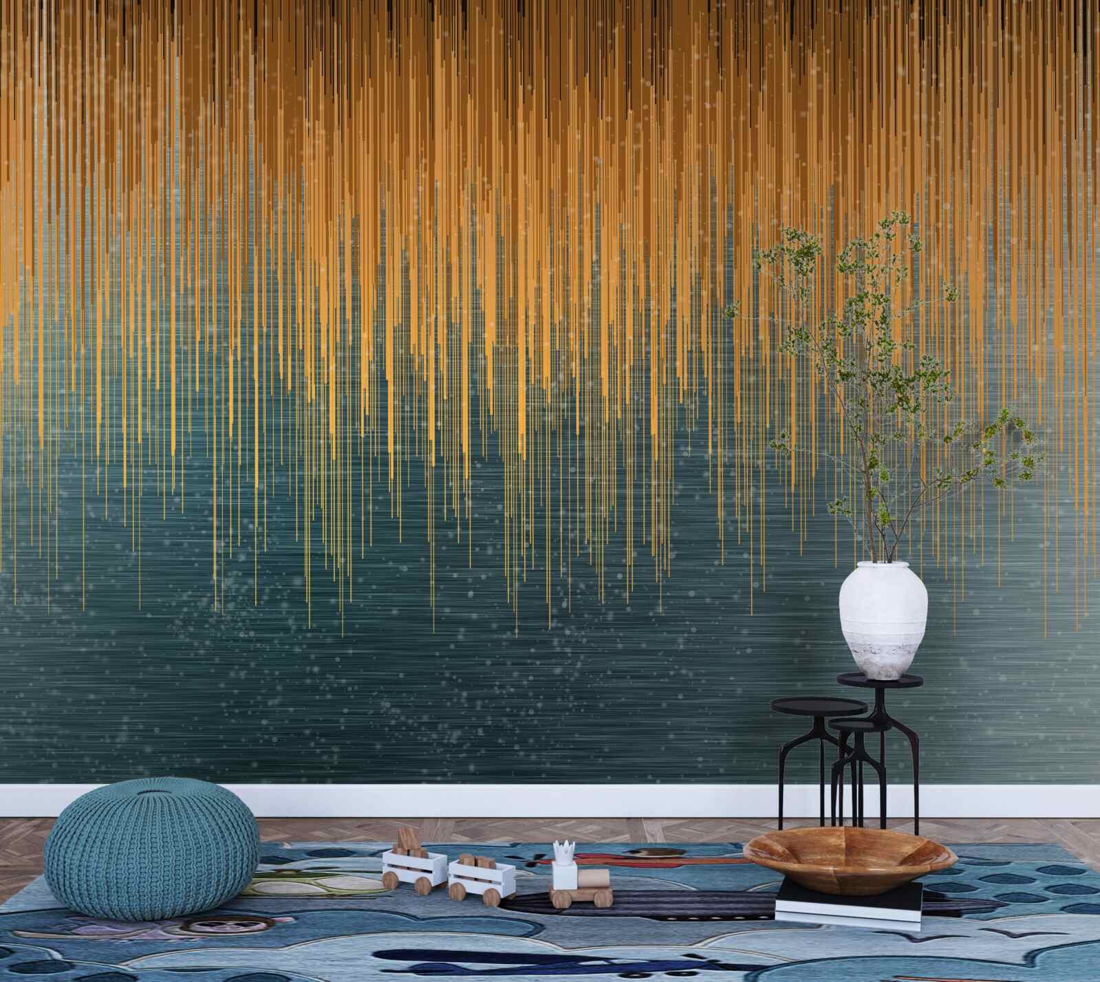 Фотошпалери вербові гілки в осінньому вбранні здіймаються над поверхнею води