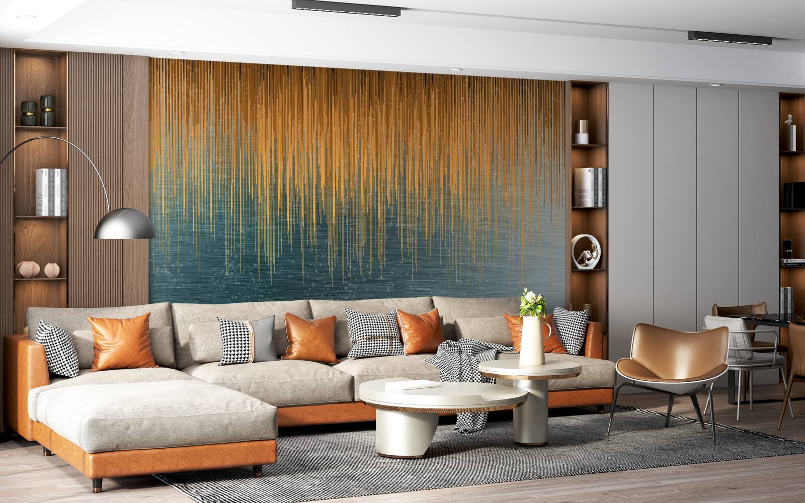 Фотошпалери вербові гілки в осінньому вбранні здіймаються над поверхнею води