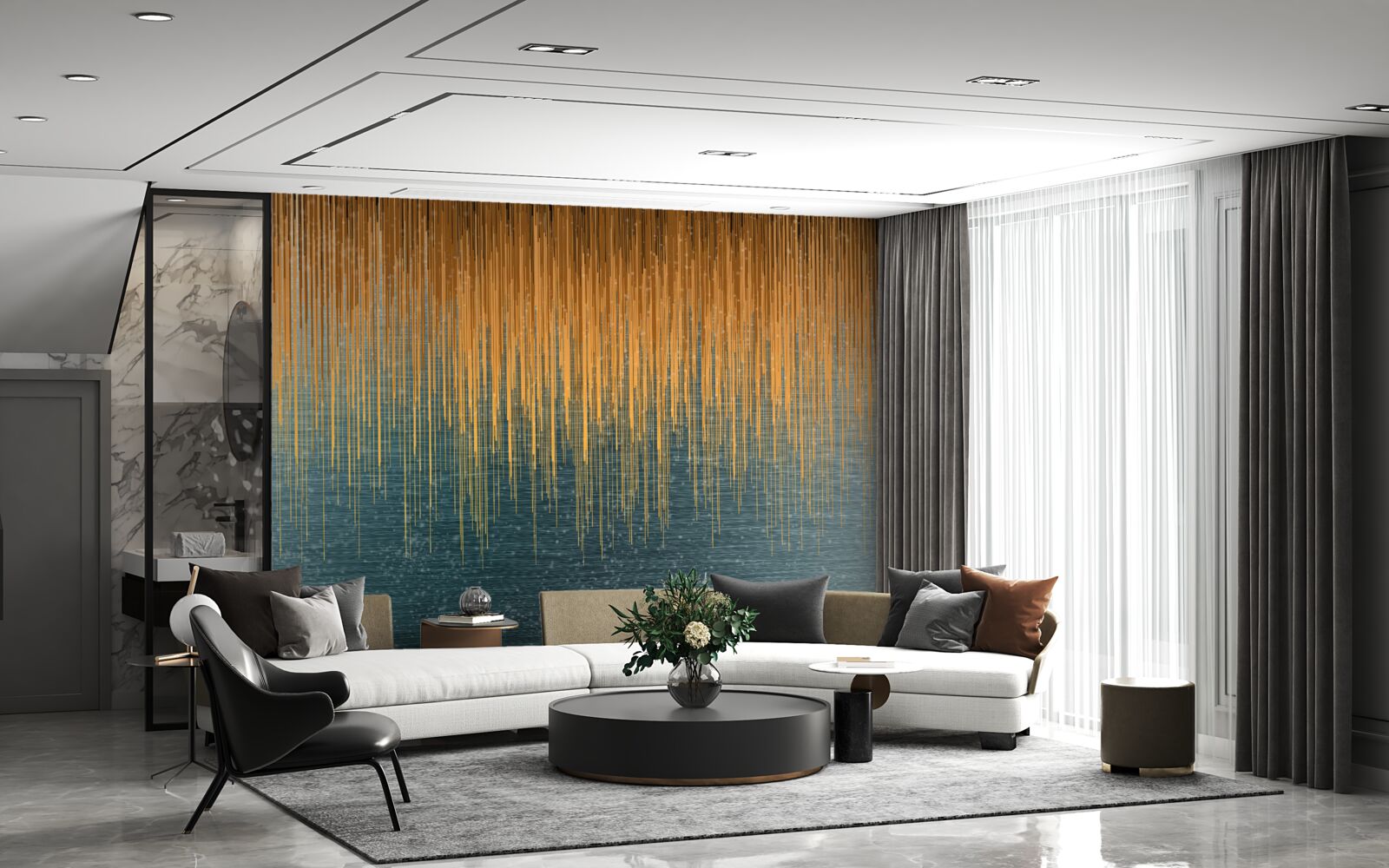 Фотошпалери вербові гілки в осінньому вбранні здіймаються над поверхнею води