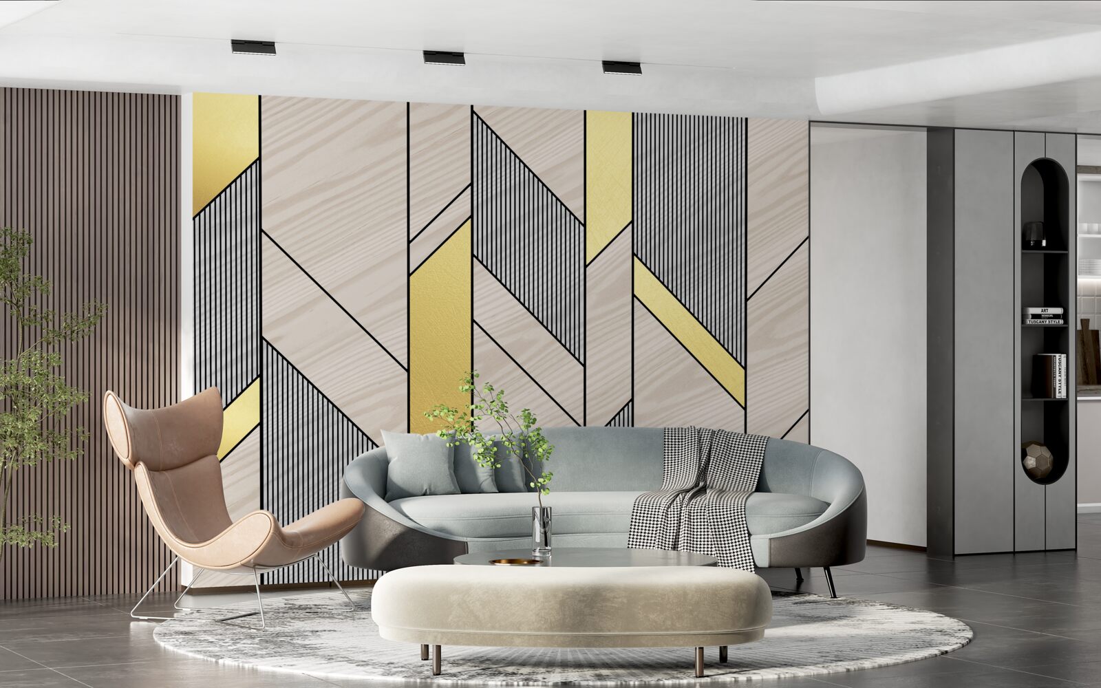 Фотошпалери золотисті вертикальні лінії