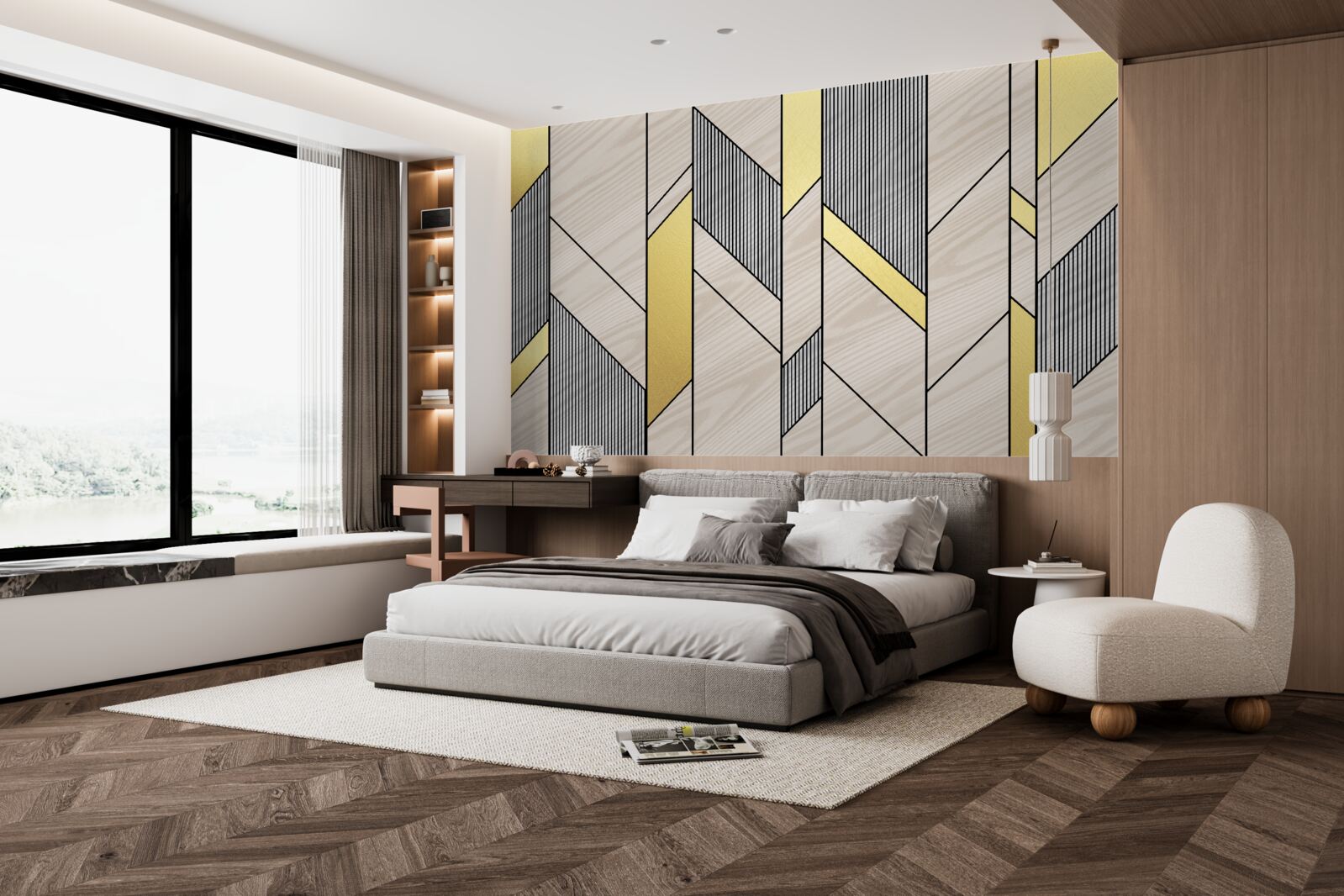 Фотошпалери золотисті вертикальні лінії