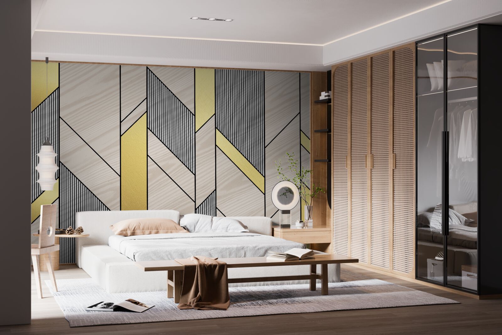 Фотошпалери золотисті вертикальні лінії