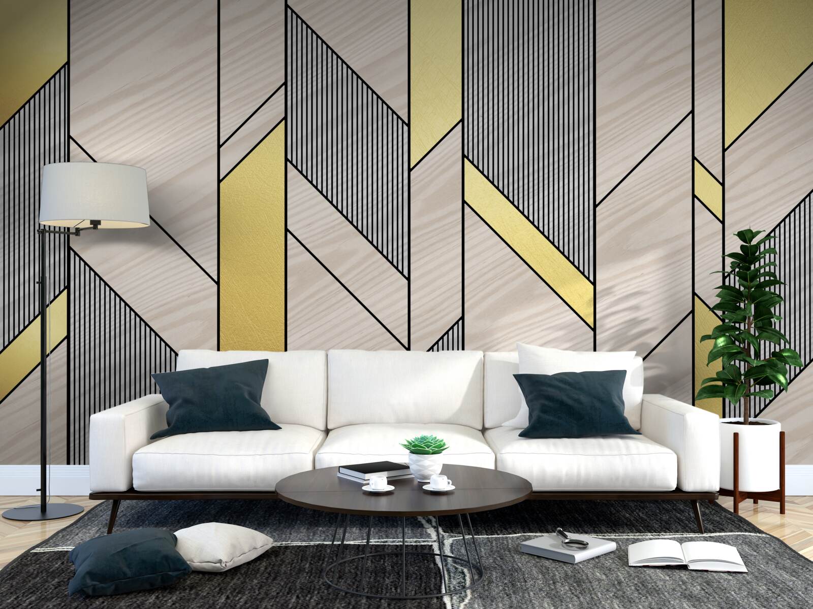 Фотошпалери золотисті вертикальні лінії