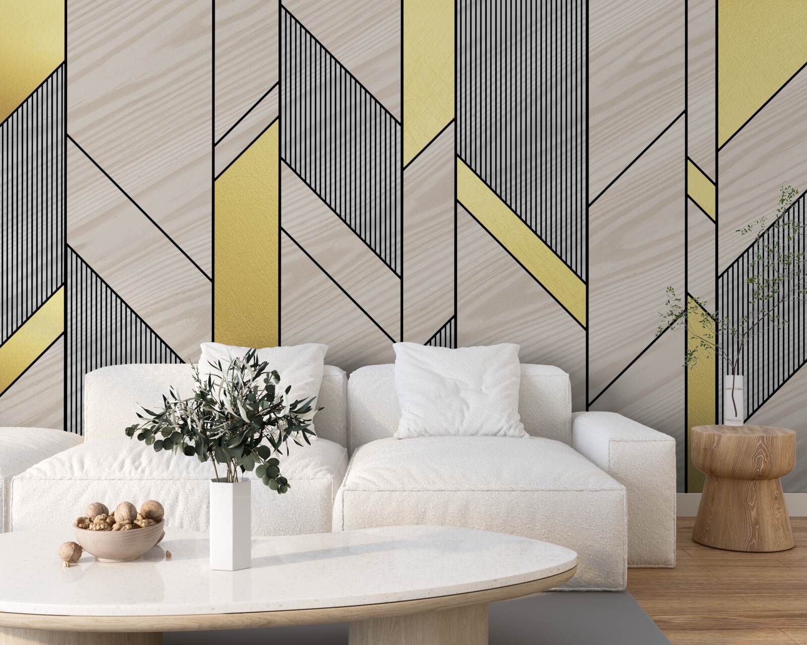 Фотошпалери золотисті вертикальні лінії