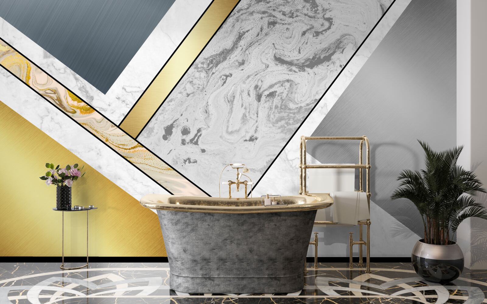 Фотошпалери поєднання різних видів мармуру