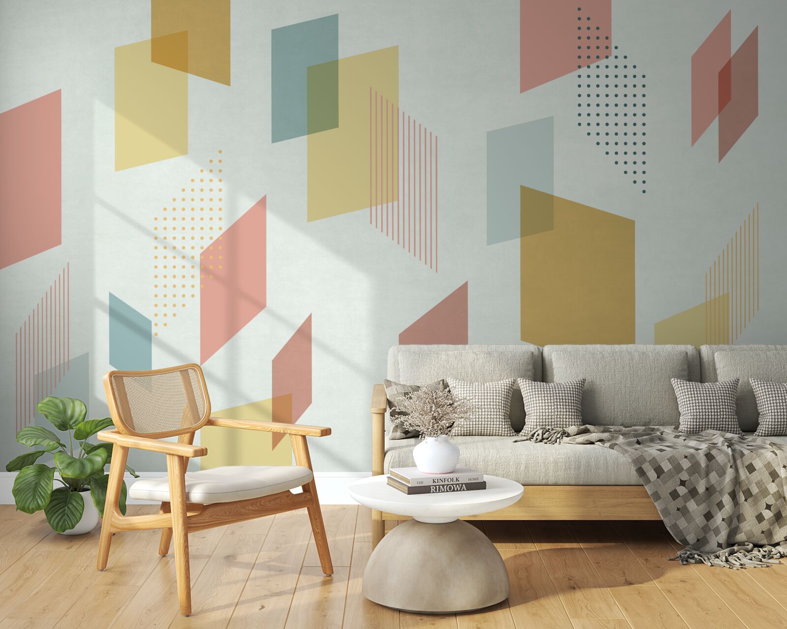 Фотошпалери прямокутники, що ширяють у повітрі, пофарбовані в різні кольори