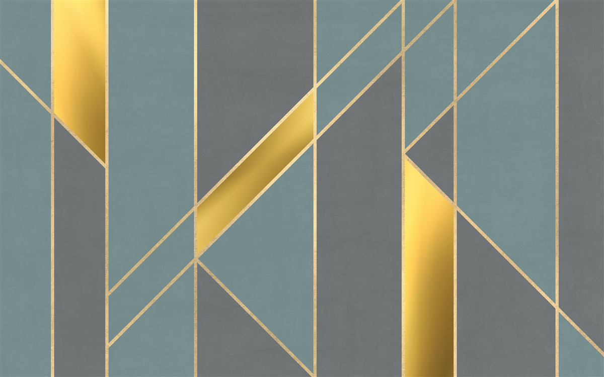 Фотошпалери сині фігури з золотими акцентами