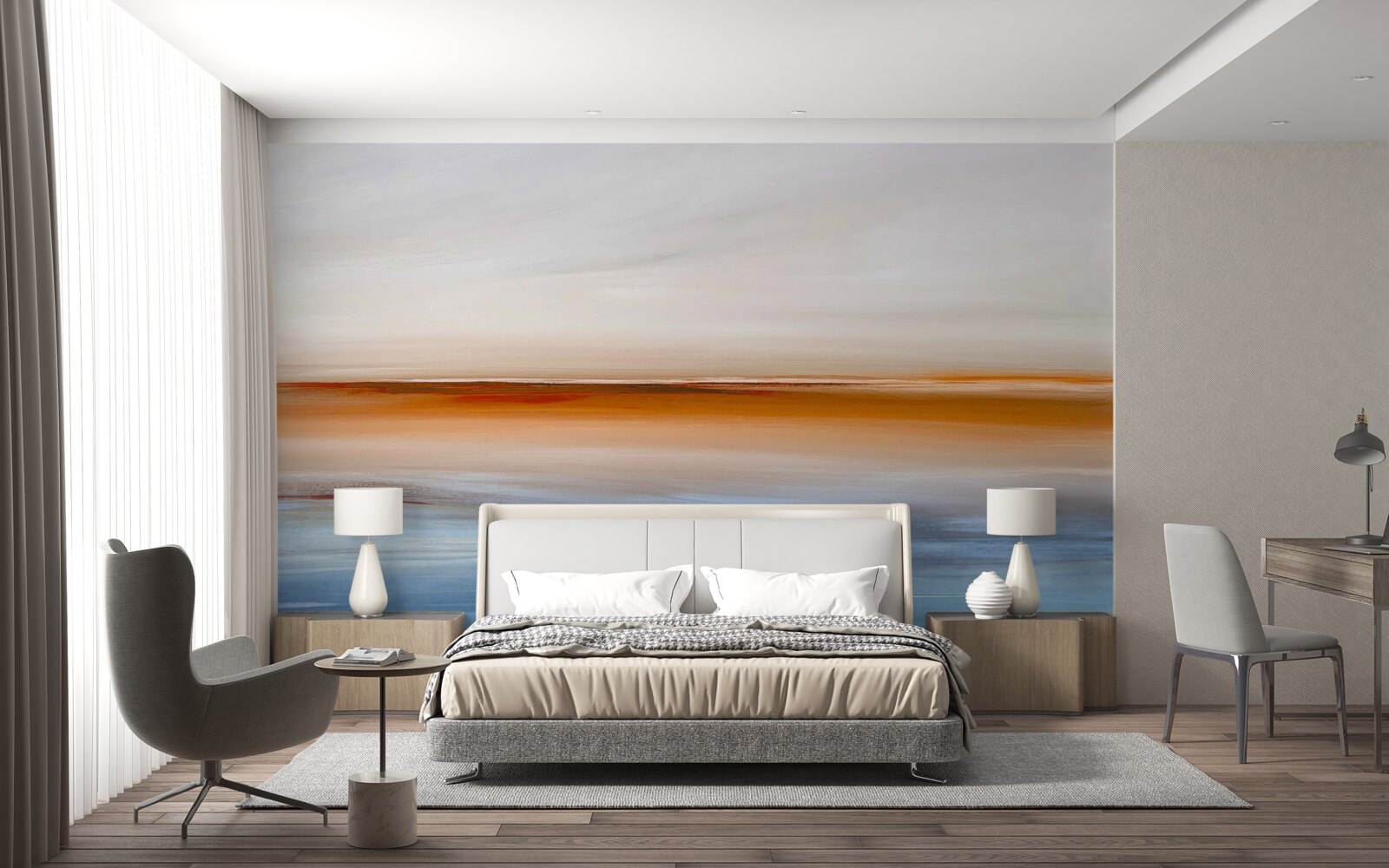 Фотошпалери спокій на річці під вечірнім заходом сонця