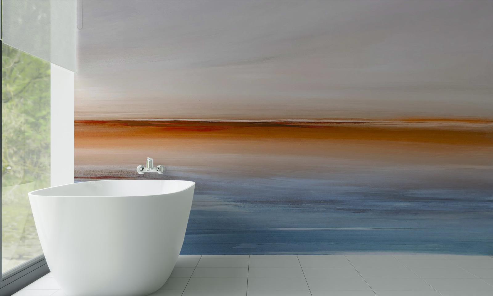 Фотошпалери спокій на річці під вечірнім заходом сонця