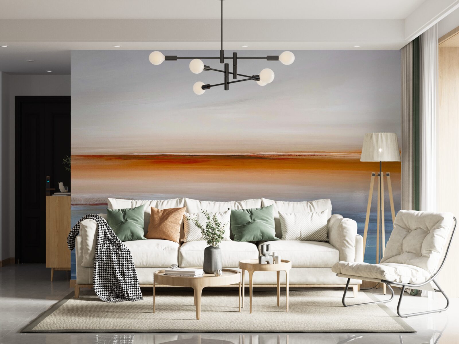 Фотошпалери спокій на річці під вечірнім заходом сонця