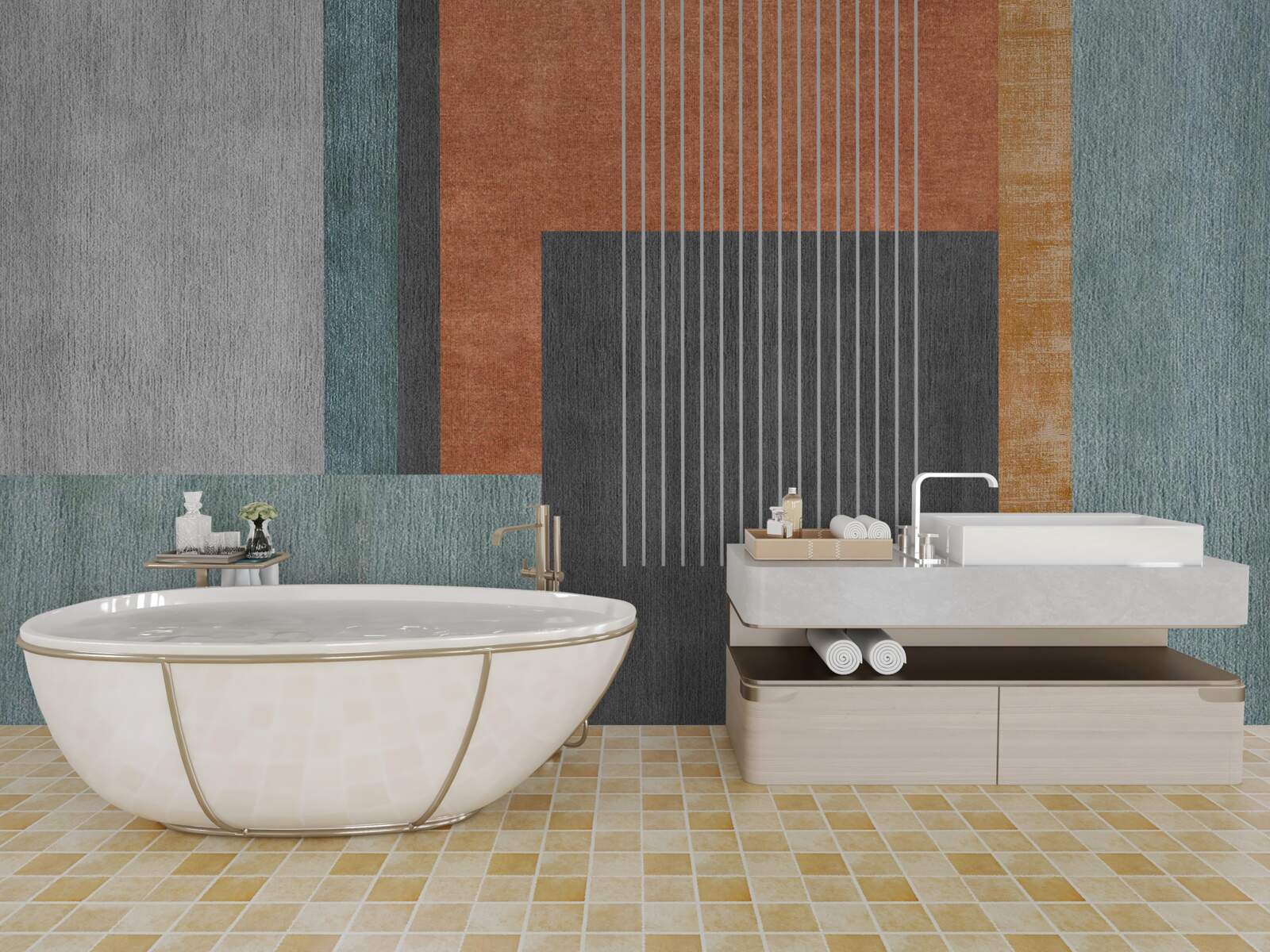 Фотошпалери прямокутники в пастельних відтінках і вертикально орієнтовані лінії