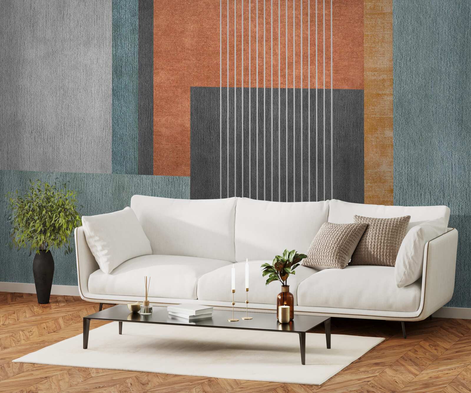 Фотошпалери прямокутники в пастельних відтінках і вертикально орієнтовані лінії