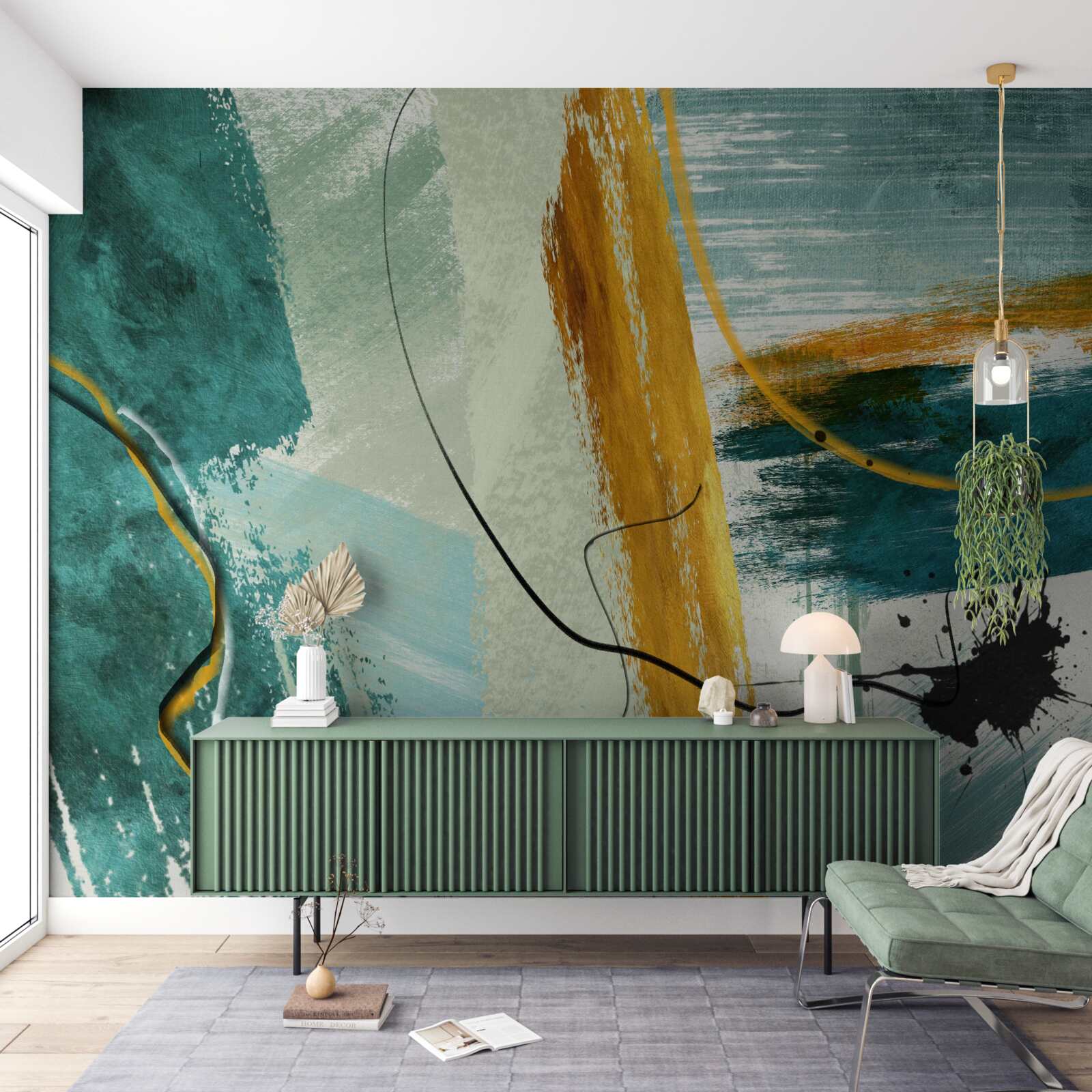 Фотошпалери абстрактне зображення сучасності на синьому тлі