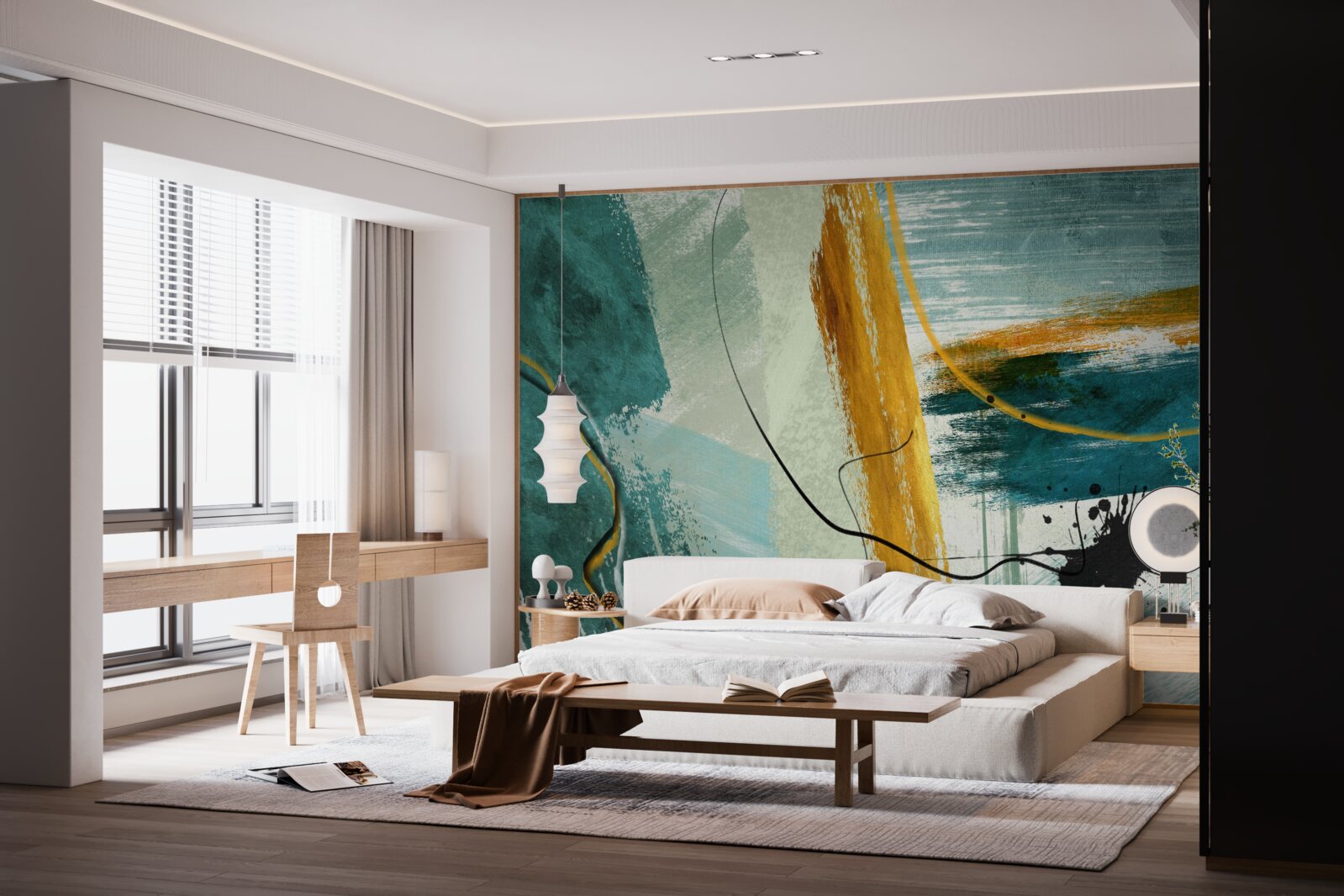 Фотошпалери абстрактне зображення сучасності на синьому тлі