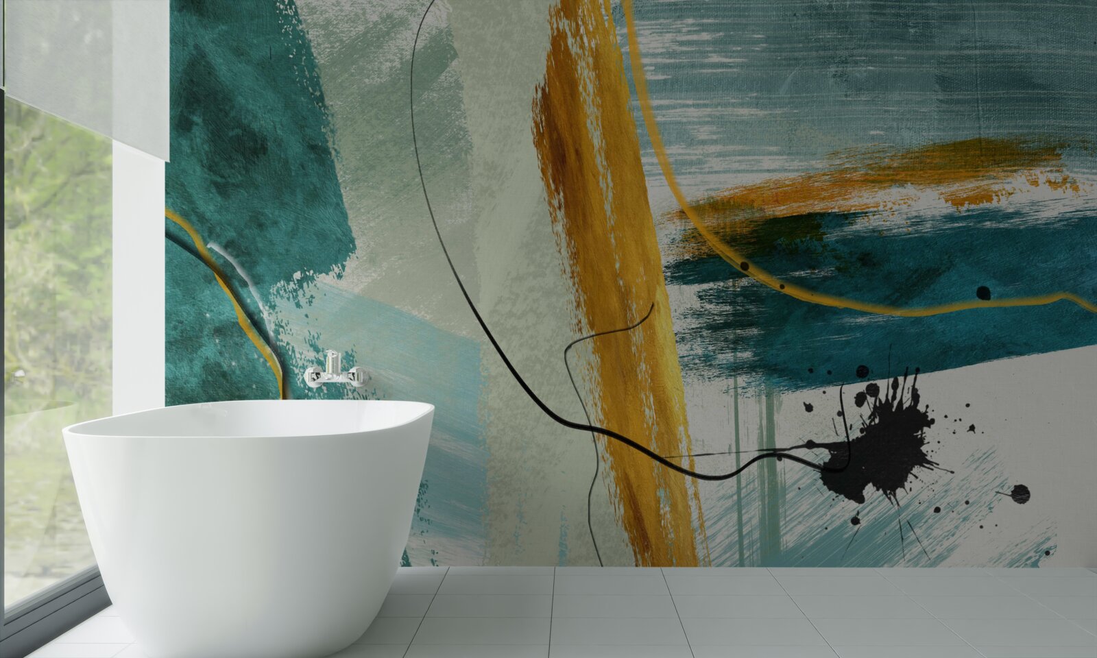 Фотошпалери абстрактне зображення сучасності на синьому тлі