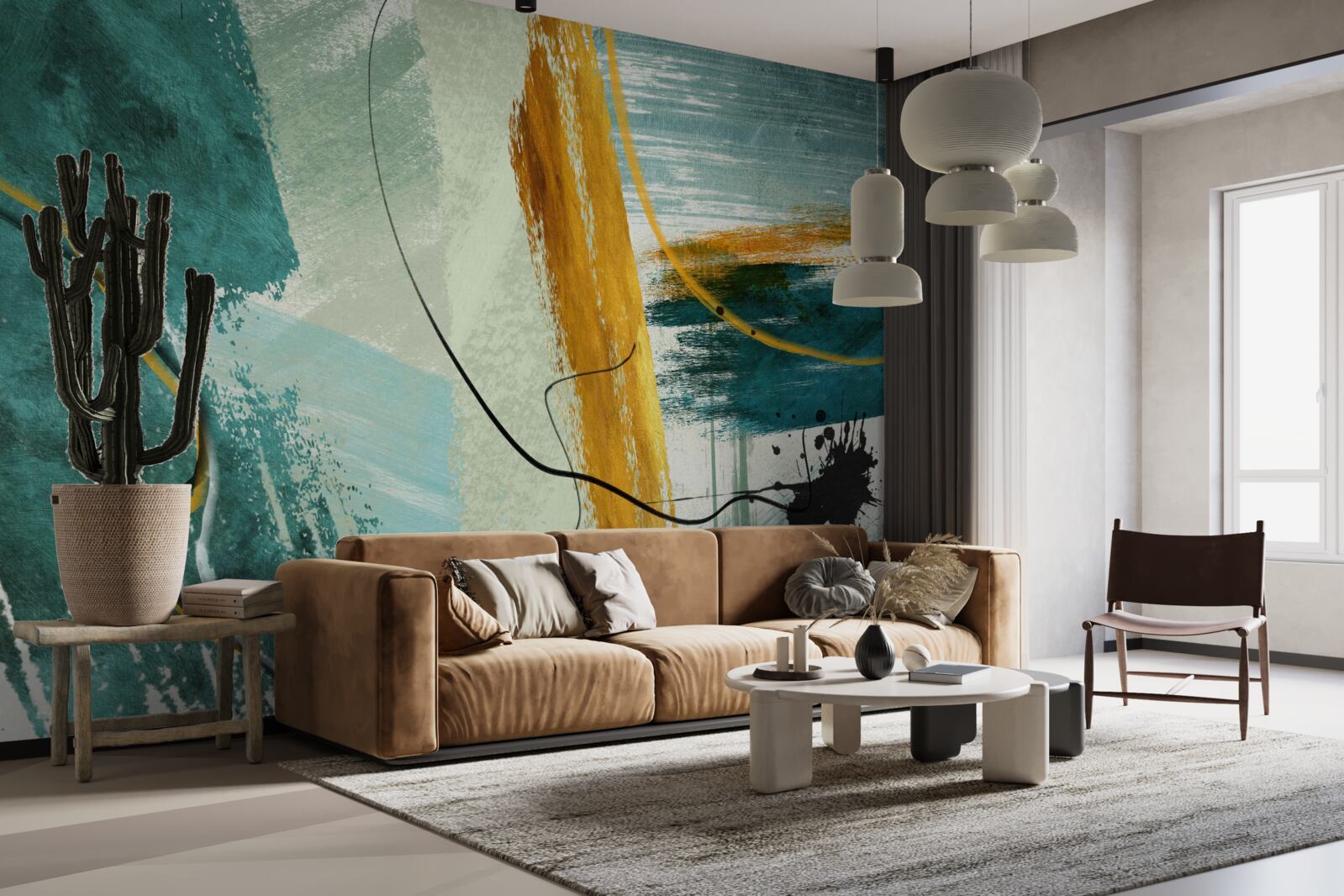 Фотошпалери абстрактне зображення сучасності на синьому тлі