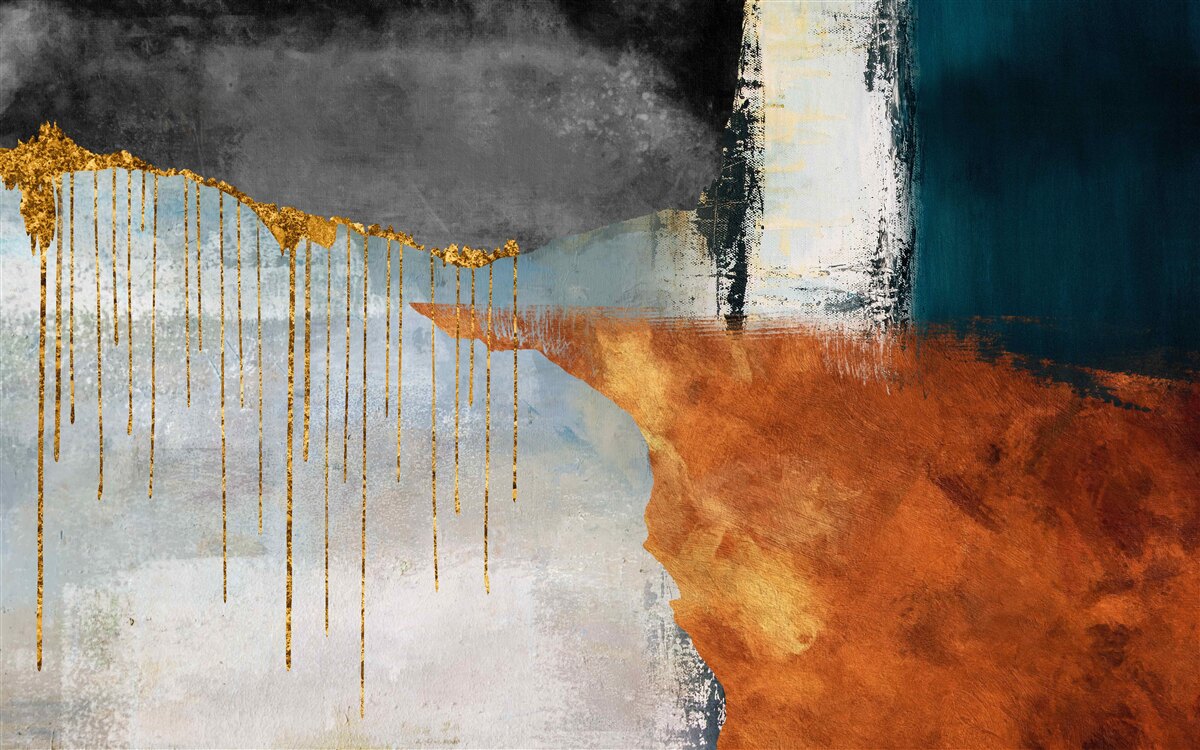 Фотошпалери золоті струмені, що зливаються з палітрою різних відтінків