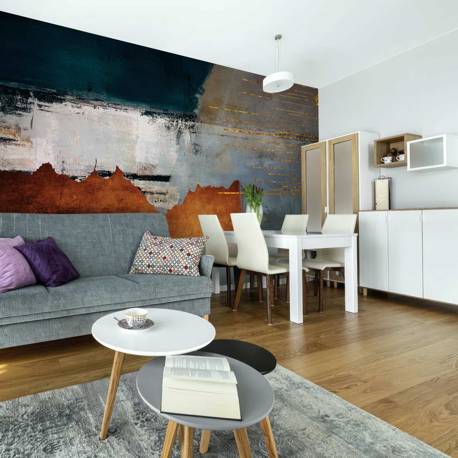 Фотошпалери кольорове тло прикрашене золотими лініями