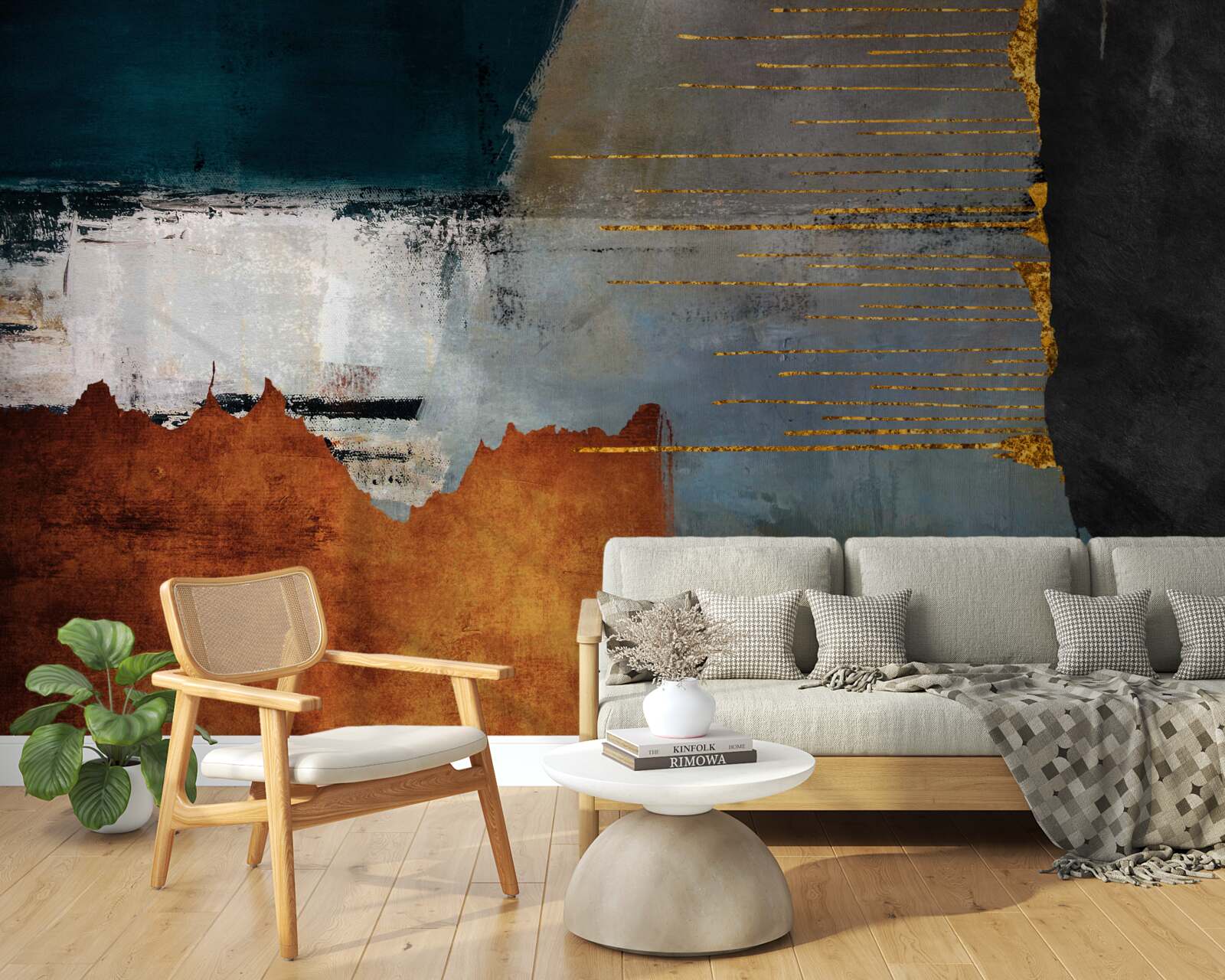 Фотошпалери кольорове тло прикрашене золотими лініями