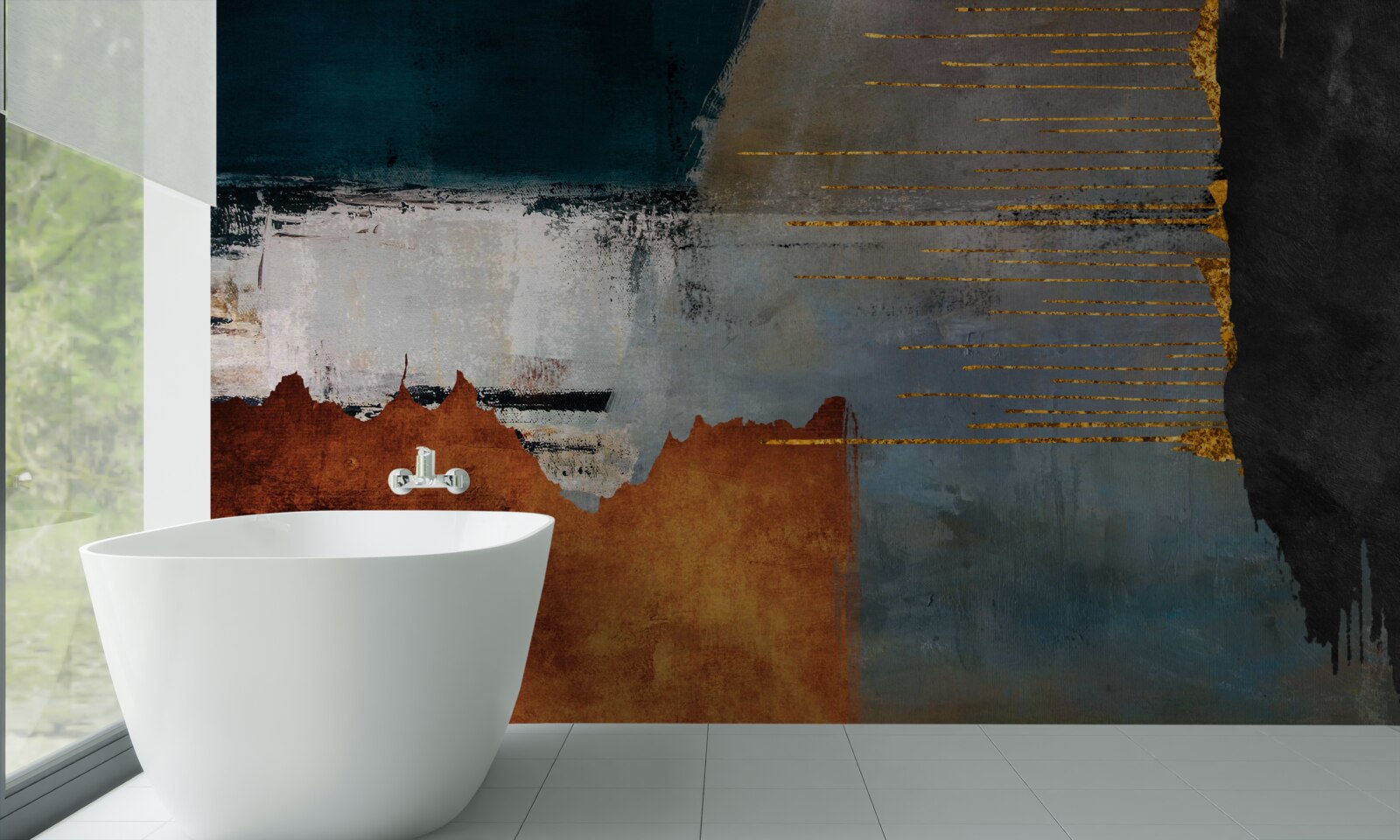 Фотошпалери кольорове тло прикрашене золотими лініями