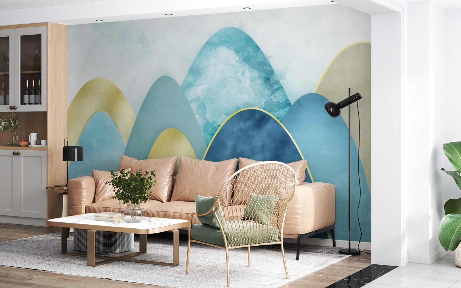 Фотошпалери вершини зимових гір, вкриті холодом