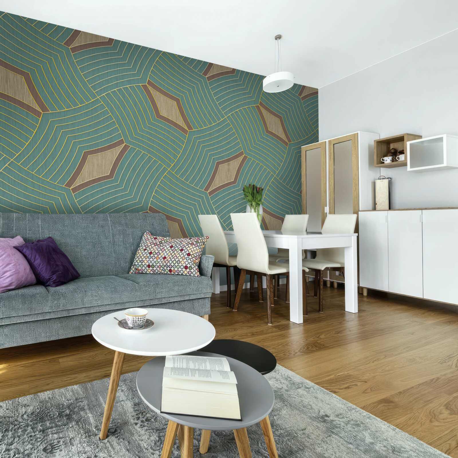 Фотошпалери спокійні контури на блакитному тлі