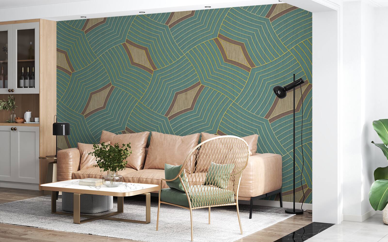 Фотошпалери спокійні контури на блакитному тлі