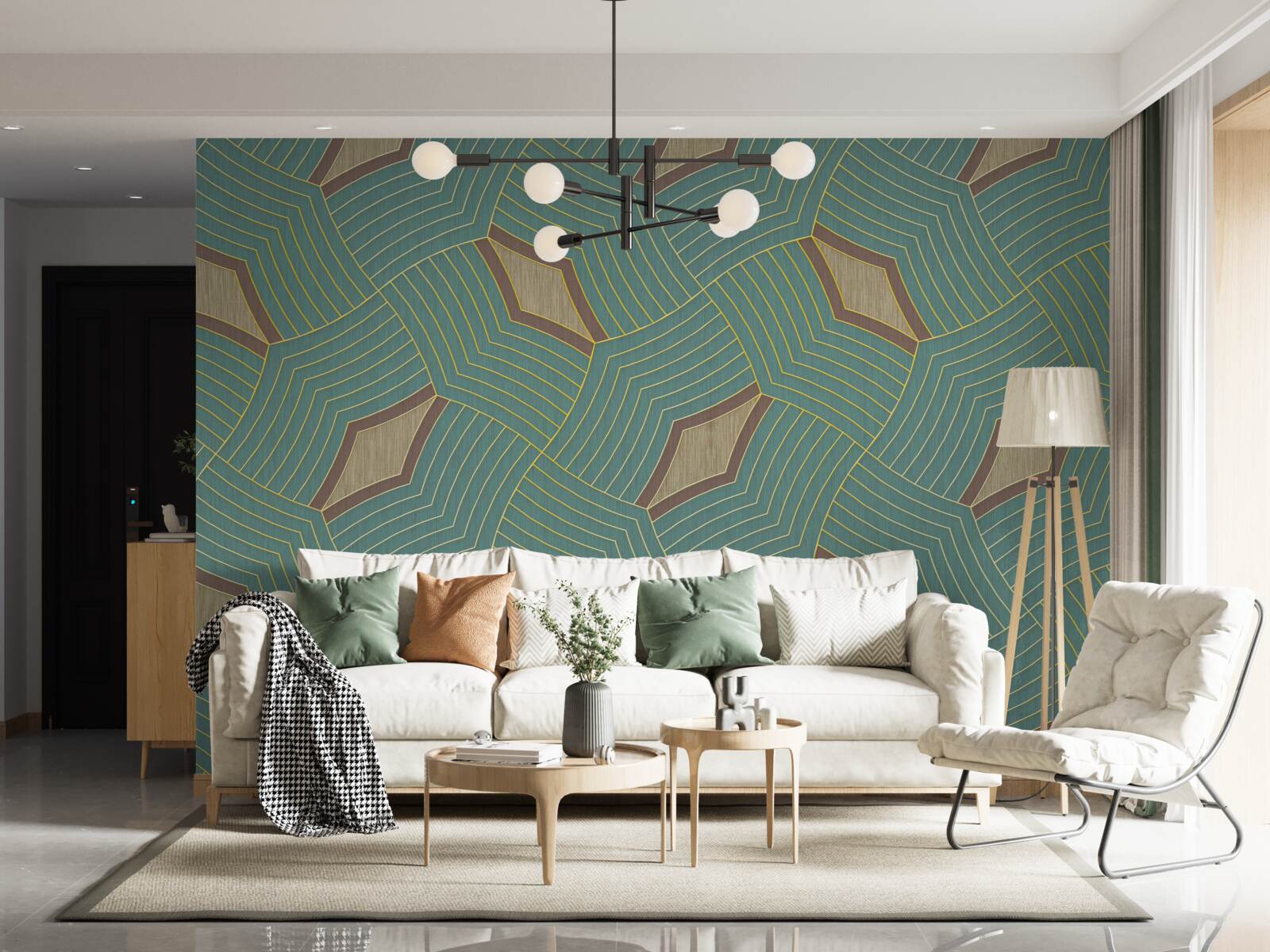 Фотошпалери спокійні контури на блакитному тлі