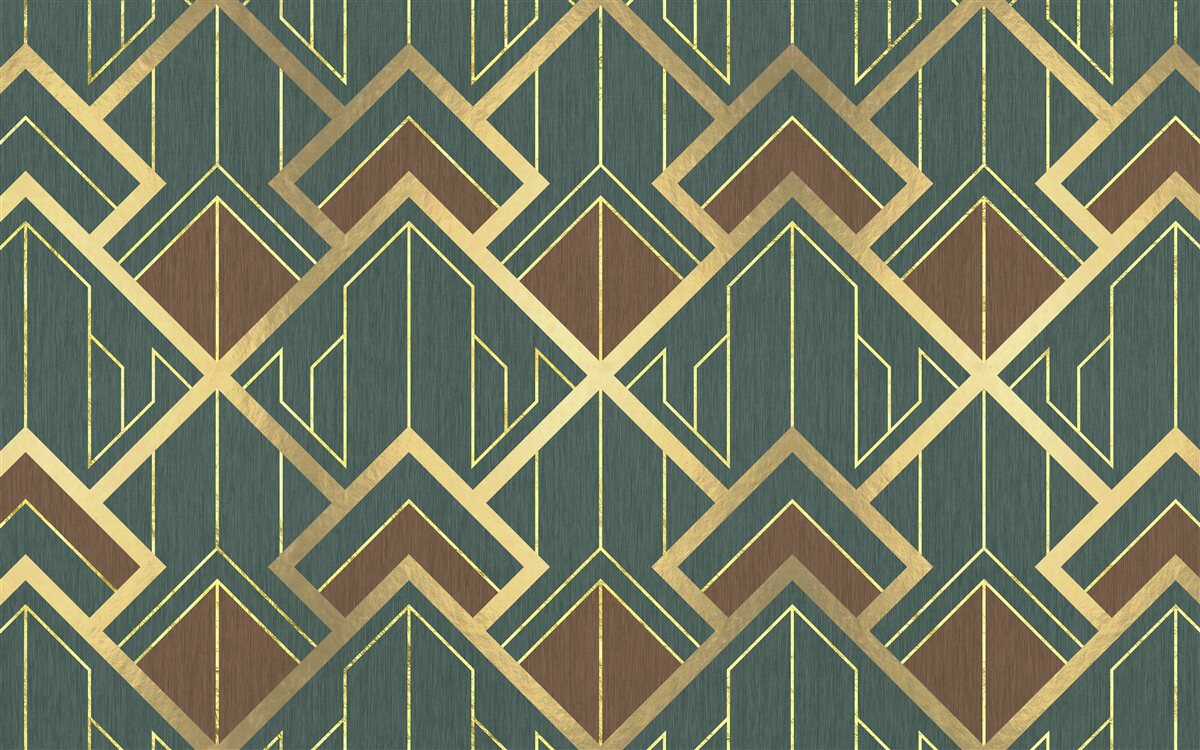 Фотошпалери дизайн, що складається з різних форм і золотих ліній