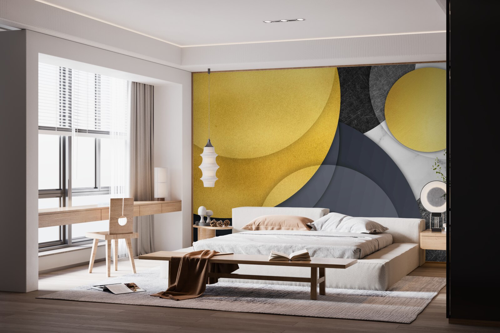 Фотошпалери золоті кульки ширяють у повітрі