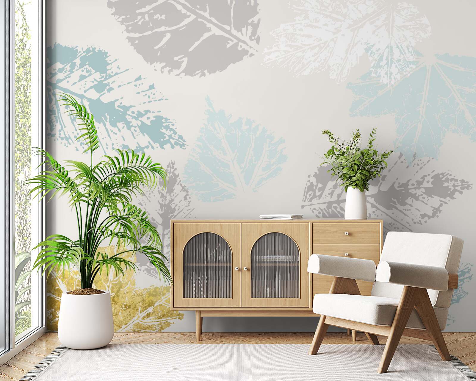 Фотошпалери осіннє листя залишає свій слід на фарбі