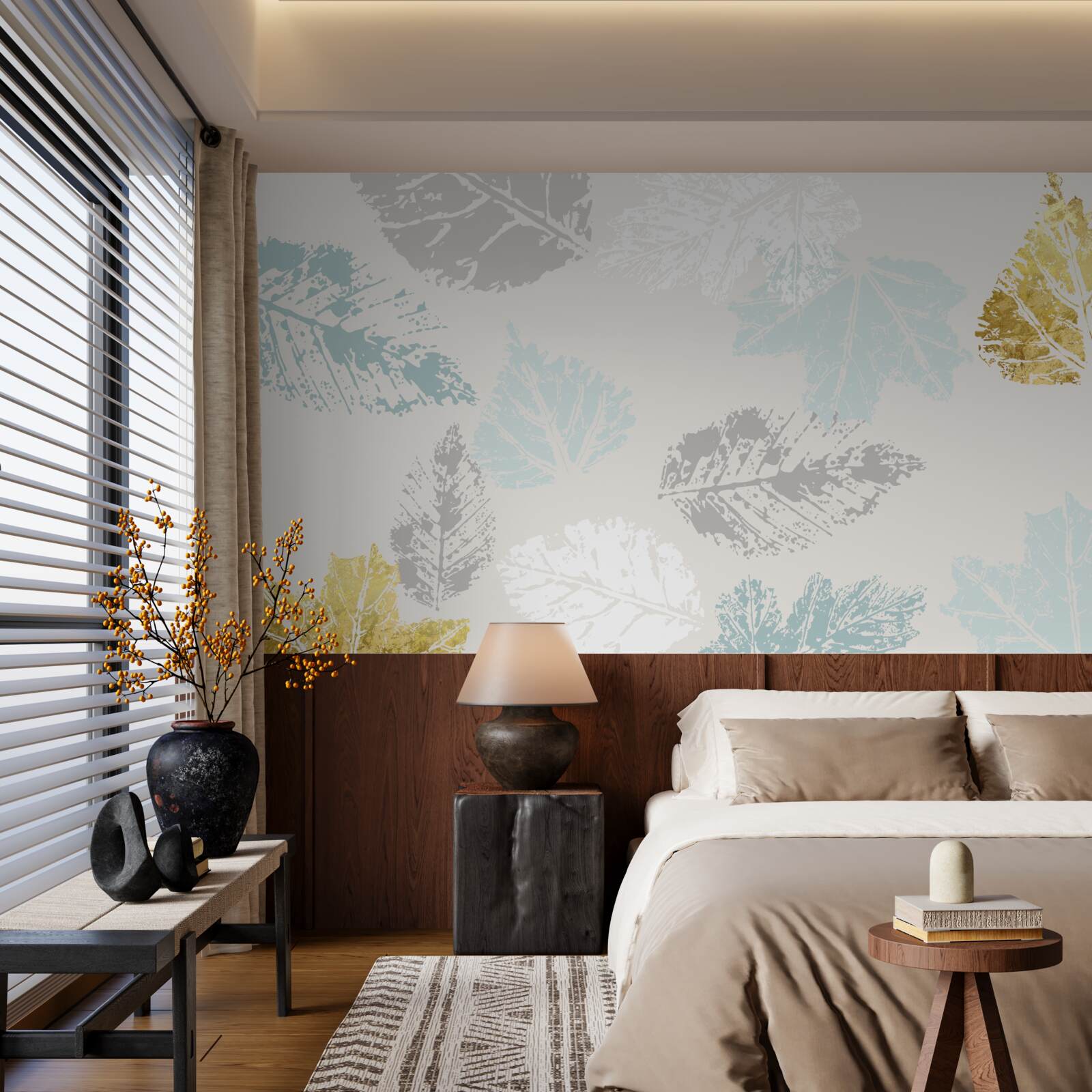 Фотошпалери осіннє листя залишає свій слід на фарбі