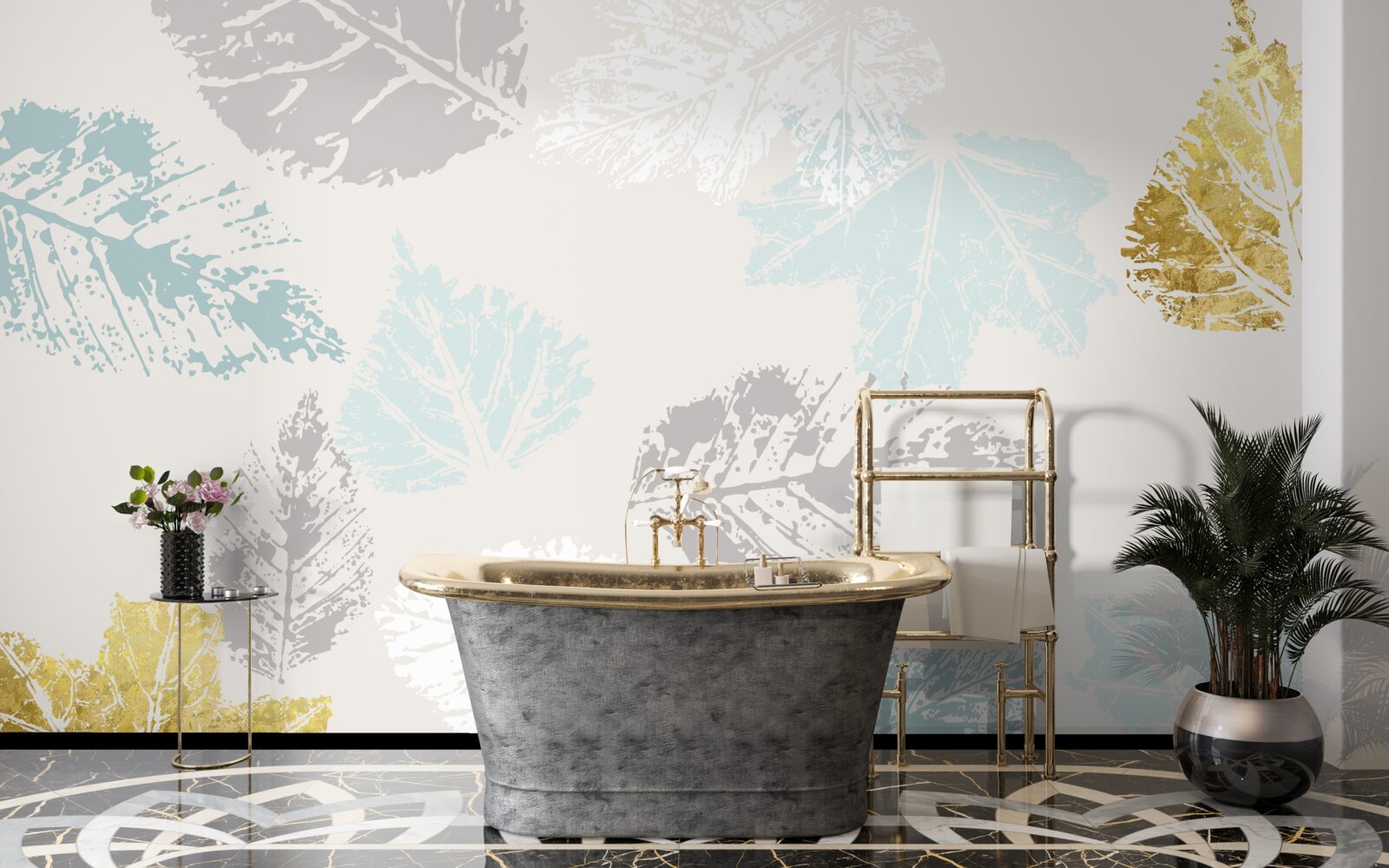 Фотошпалери осіннє листя залишає свій слід на фарбі