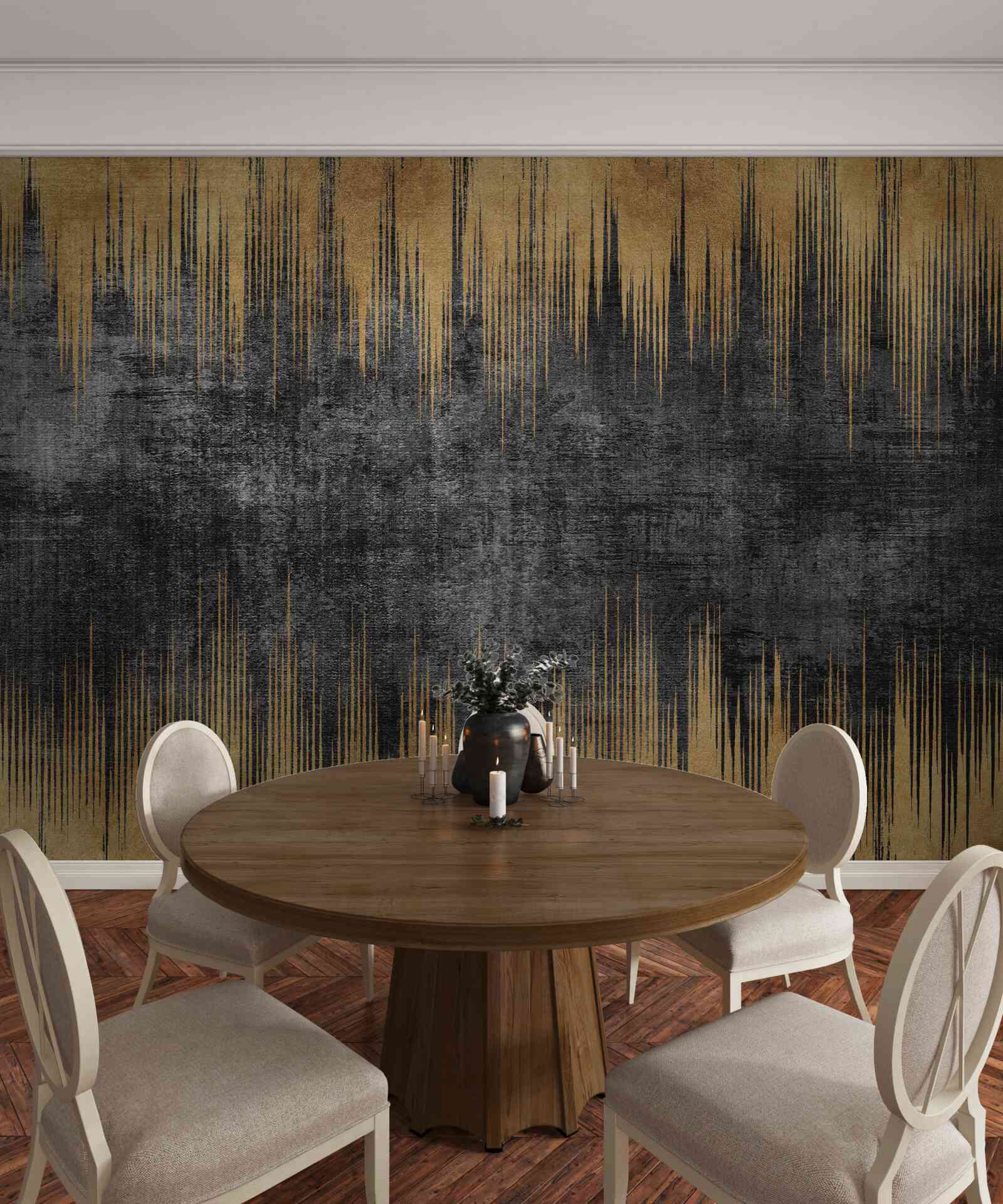 Фотошпалери чорні та золоті смуги