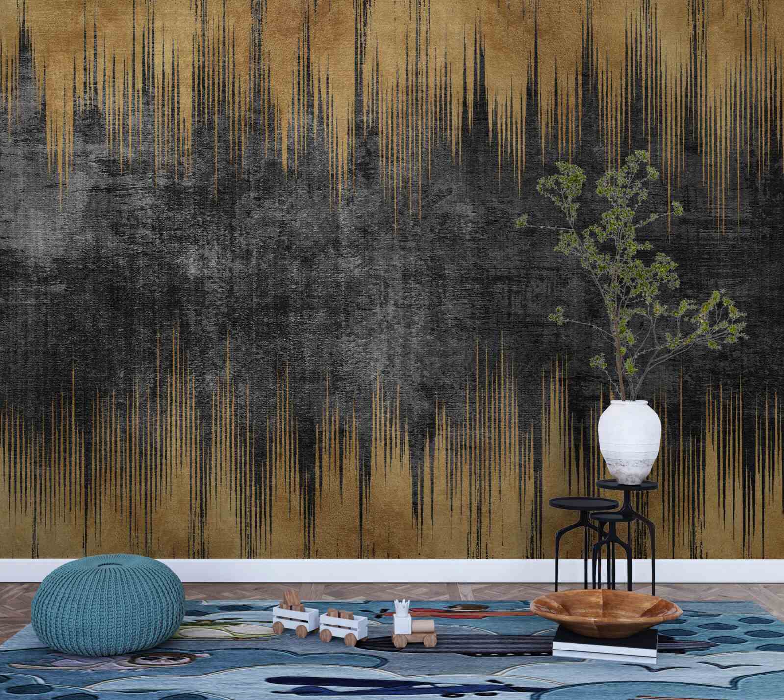 Фотошпалери чорні та золоті смуги