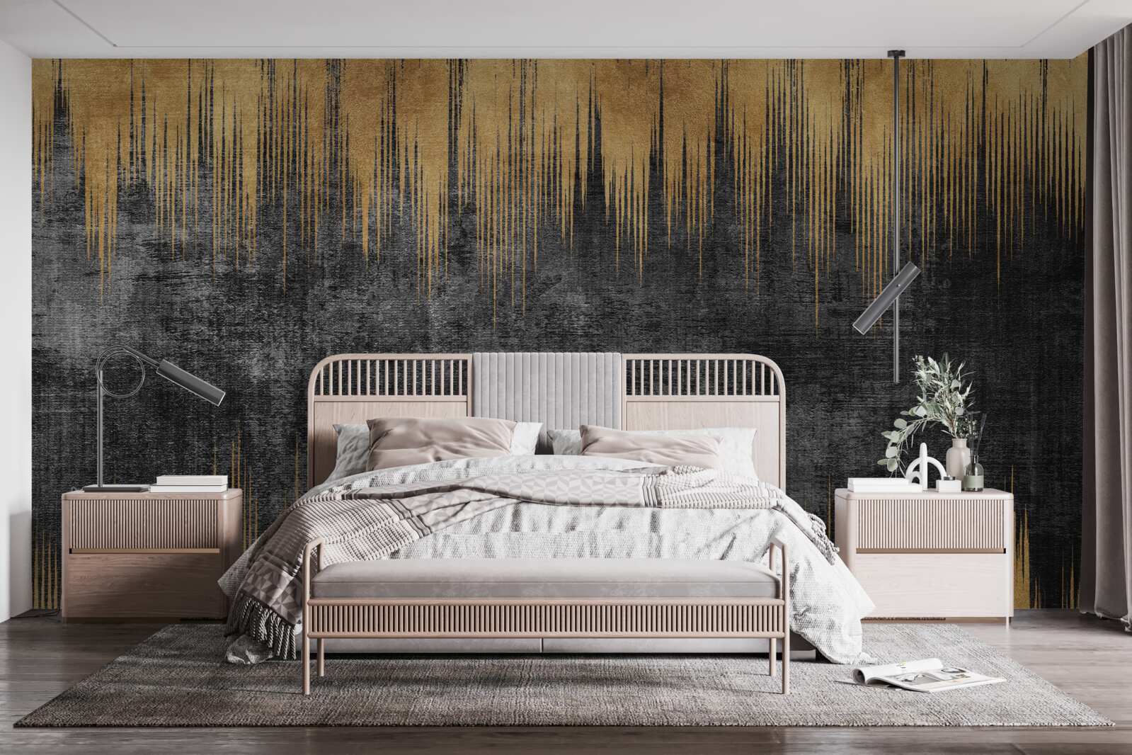 Фотошпалери чорні та золоті смуги