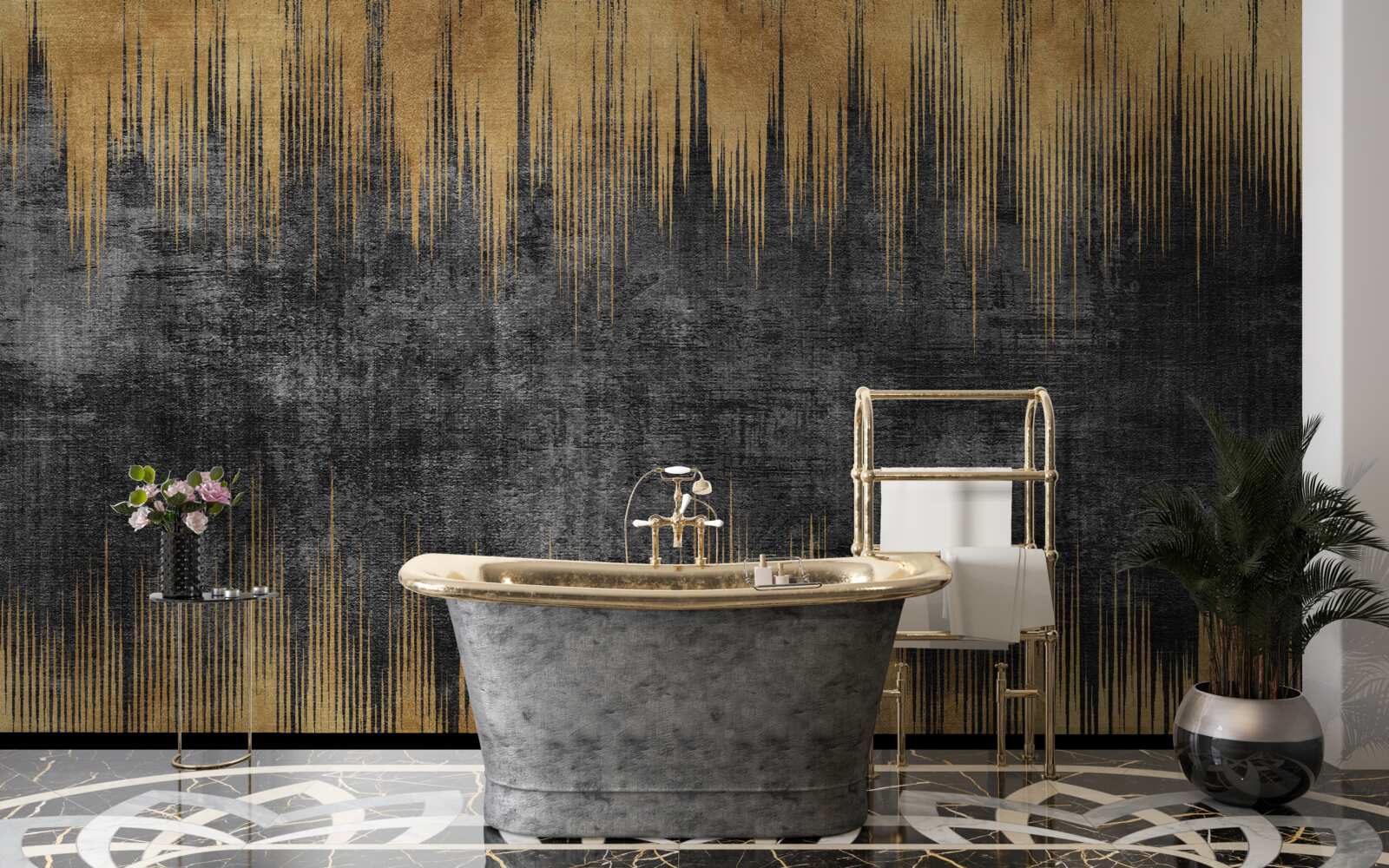 Фотошпалери чорні та золоті смуги