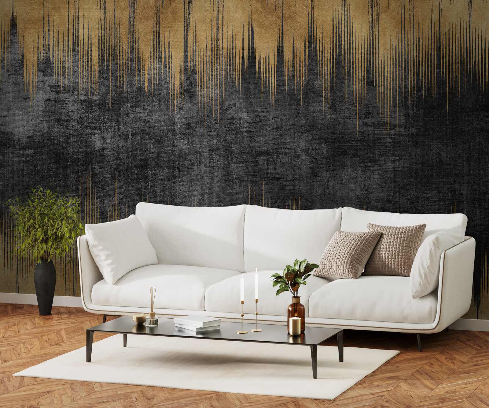 Фотошпалери чорні та золоті смуги