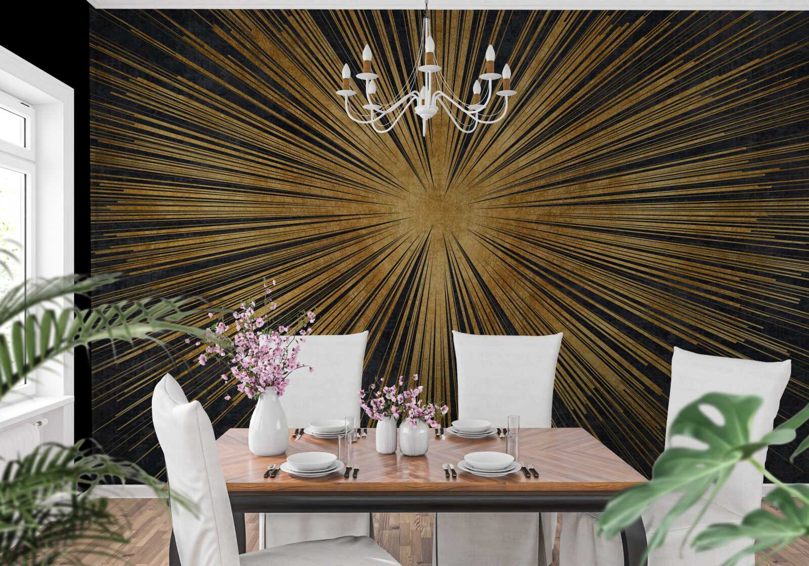 Фотошпалери сонячні промені яскраво світять на заході сонця