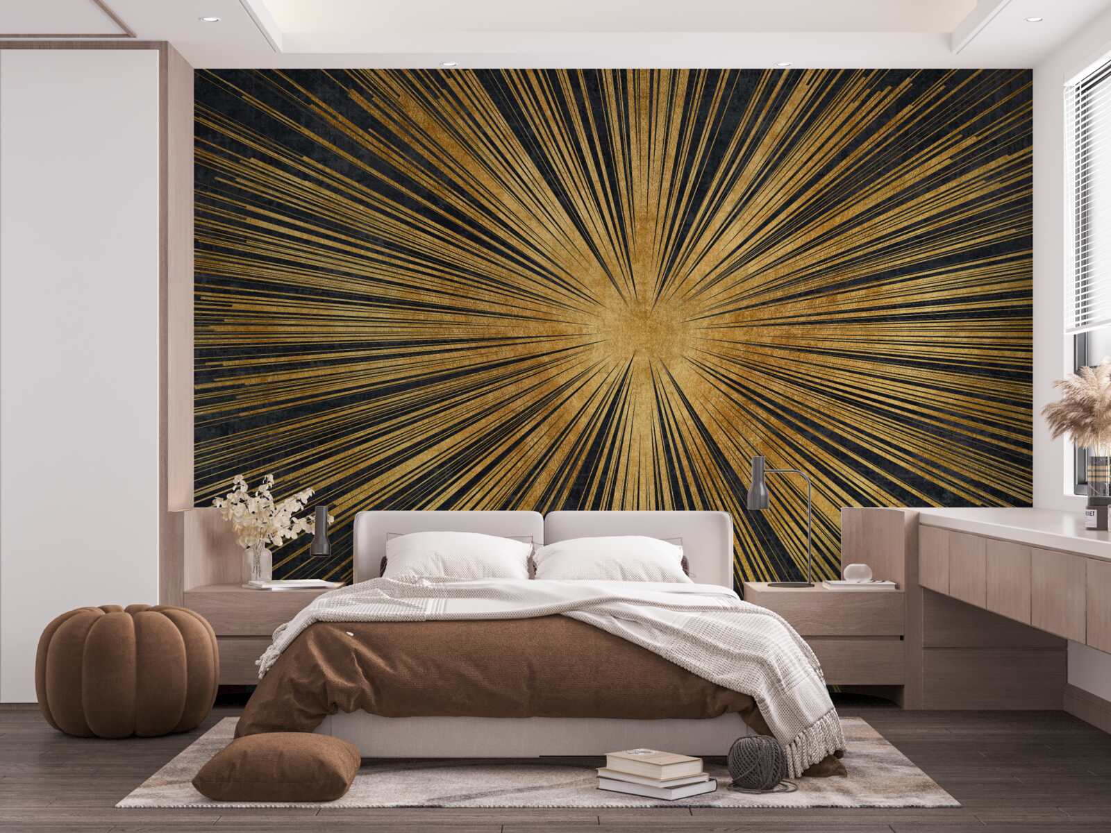 Фотошпалери сонячні промені яскраво світять на заході сонця