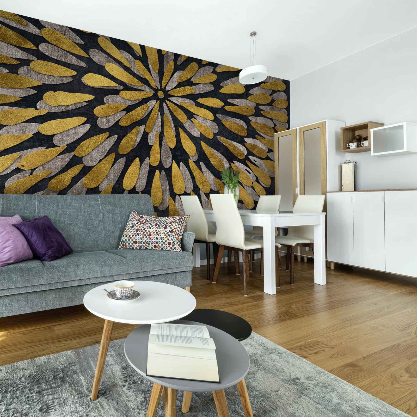 Фотошпалери кульбаба з золотистими відтінками