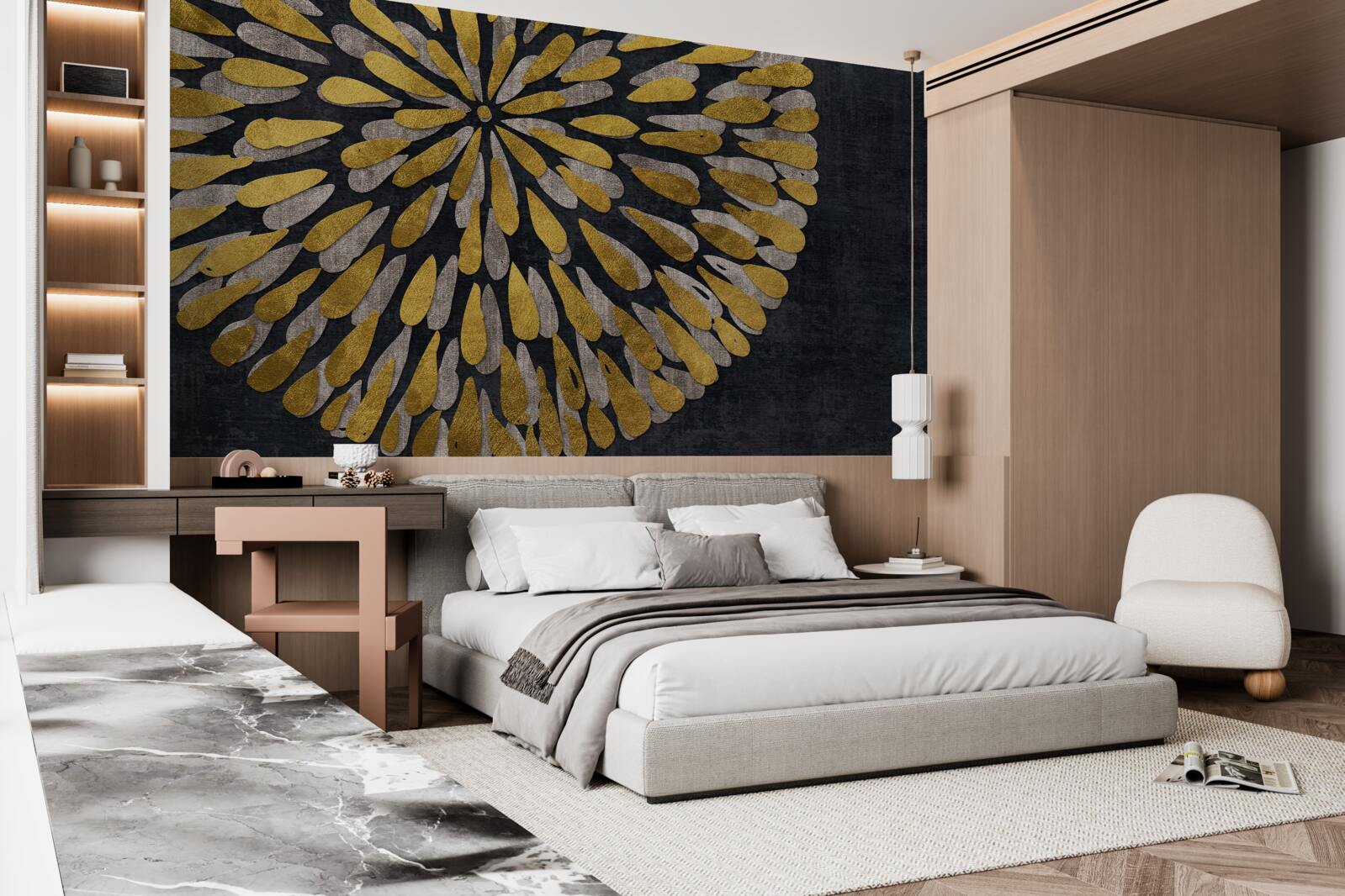 Фотошпалери кульбаба з золотистими відтінками